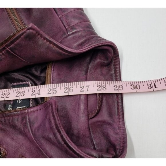 Pelle Lambskin Leather Jacket Coat Purple Wine Men's 4XL Moto - Picture 13 of 15